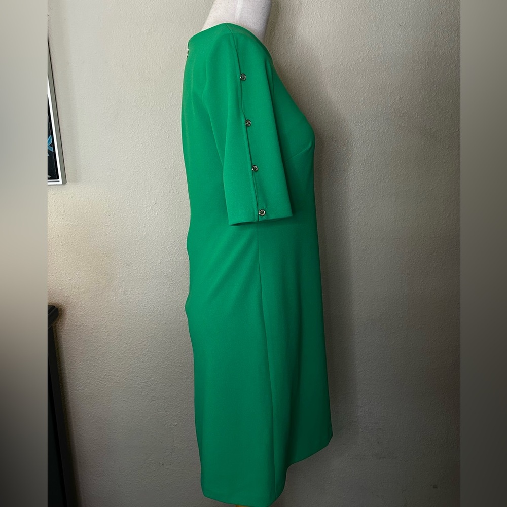 Tommy Hilfiger Women's Button-Sleeve Scuba Dress Green size 10. - Picture 2 of 9